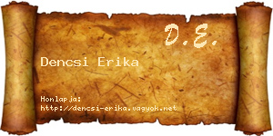 Dencsi Erika névjegykártya